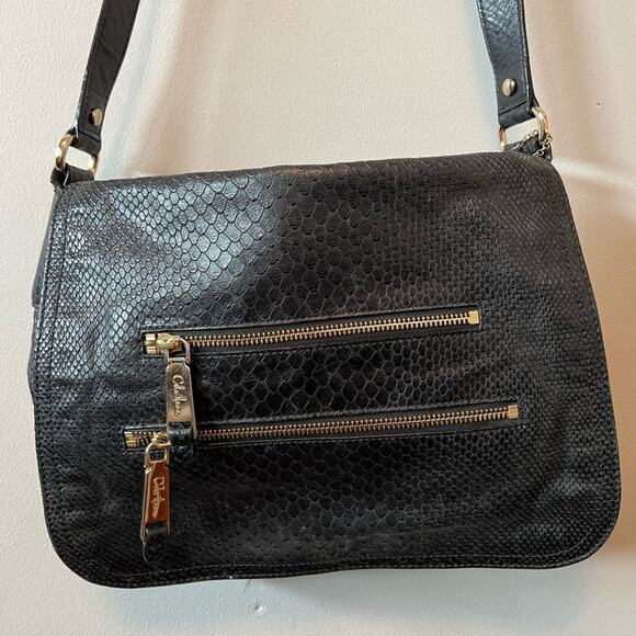 Cole Haan black snake print crossbody bag reptile print fall winter dark - Picture 2 of 11